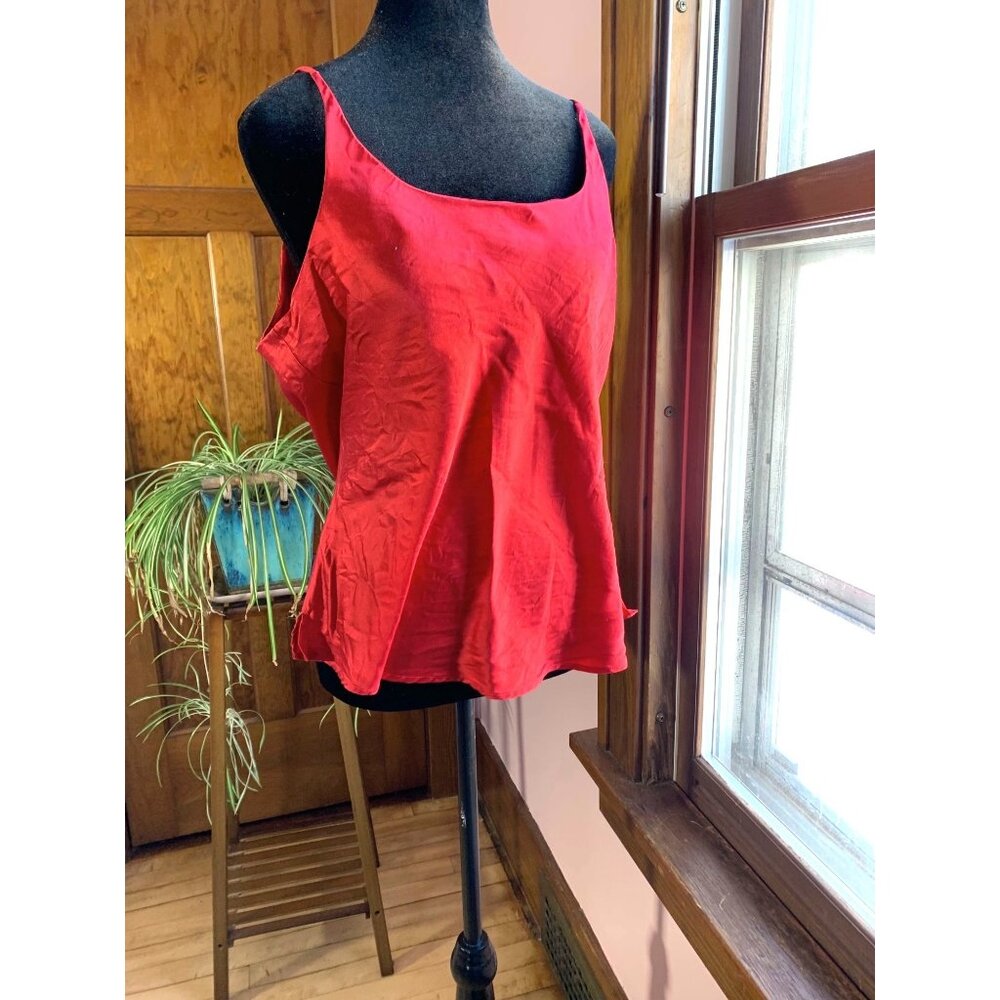 VTG Y2K Galinda Wang 100% Silk Cherry Red Fairy Indie Sleaze Cami Top Romantic